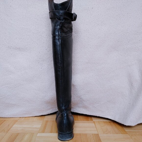 💯% Genuine Leather Over the knee Black Boots - low heels - size 36 - Picture 5 of 16